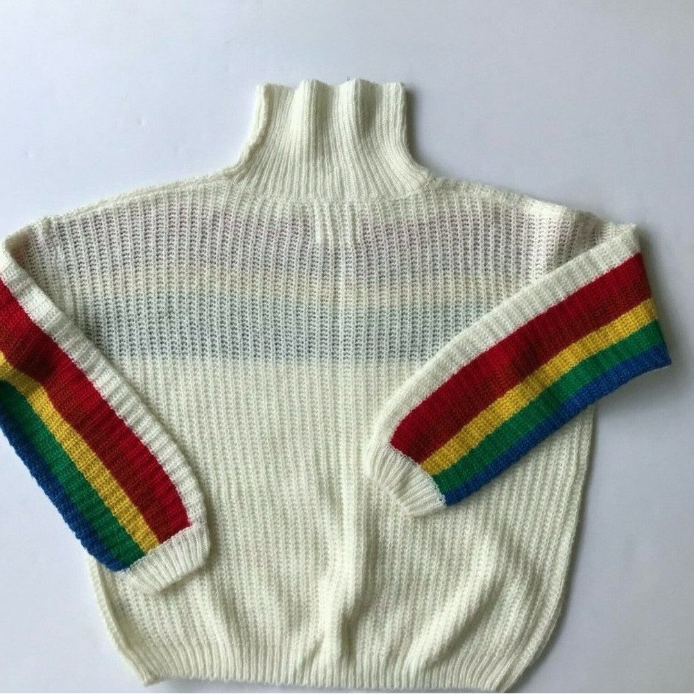 Rainbow Knit Sweater, Size Large - Picture 3 of 3